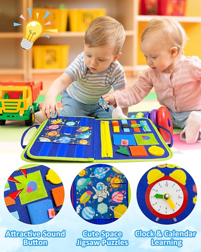 Busy Board Montessori Toys for Toddler Boy Birthday Gift Busy Book | Airplane Car Travel Toy, Learning Educational Toys, Activity Book, Toddler Activities, Sensory Toys, Fine Motor Skills