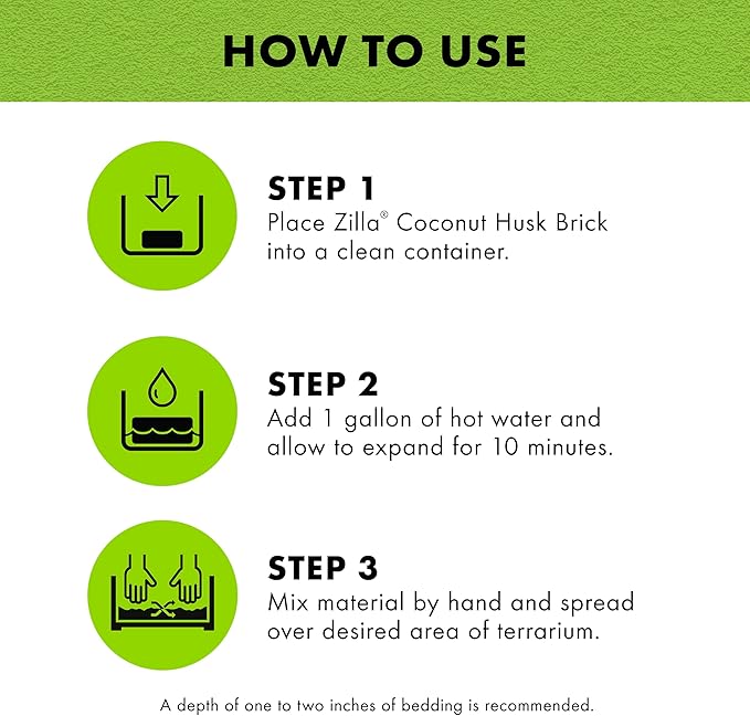 Zilla Coconut Husk Brick, Organic Bedding for Reptiles, Made with 100% Coconut Fiber, Ideal for Tropical Habitats and Egg Incubation (Pack of 2)