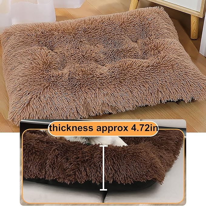 Dog Crate Mat, Dog Bed for Large Dogs, Comfy Fluffy Kennel Pad Anti-Slip for Dog beds & Furniture, Quilted Dog Bed for Pets for Medium/Small Dogs Cats (Color : Khaki, Size : 30x21)