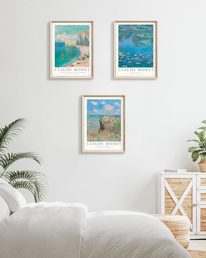 HesenDot Claude Monet Framed Wall Art, 12x16in High Framed Canvas Prints