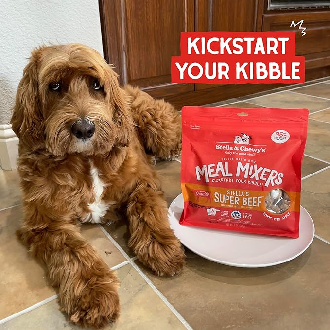 Stella & Chewy's Freeze-Dried Raw Beef Meal Mixers- Dog Food Topper and Mixer - Made with 95% Grass-Fed Beef, Organs & Bone - Perfect for Picky Eaters - Grain-Free - 1 oz (Pack of 2)