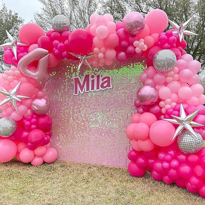 COKAOBE Iridescent Pink Shimmer Wall Backdrop, Photo Backdrops