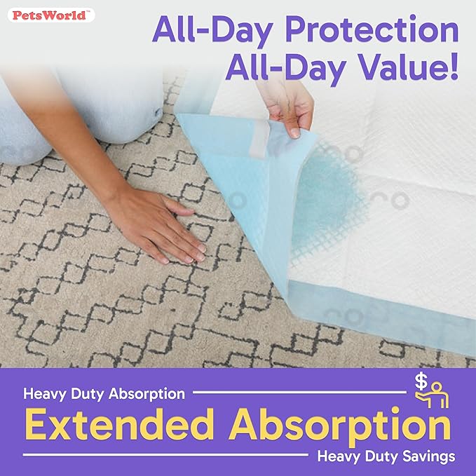 PetsWorld Enormous Dog Pee Pads 37"x54" 1000 Count – XXXL Pet Pee Pads for Giant Dogs & Pets, Heavy Duty Leak-Proof Dog Training Pads, Super Absorbent Quick-Dry Potty Pads with Adhesive Tabs