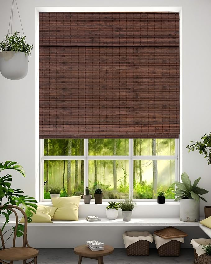 32''W X 72''H Cordless Bamboo Roman Shades