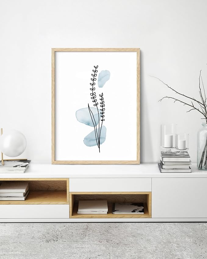 HesenDot Boho Art wall Décor, Botanical Print Set of 3, Abstract Line