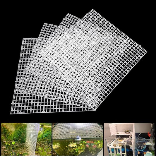 Adjustable Aquarium Fish Tank Divider Filter Bottom Plastic Grid Fish Tank Isolation Board Egg Crate Tray(White, 4pcs 11.8X11.8Inch with 0.35Inch Hole)