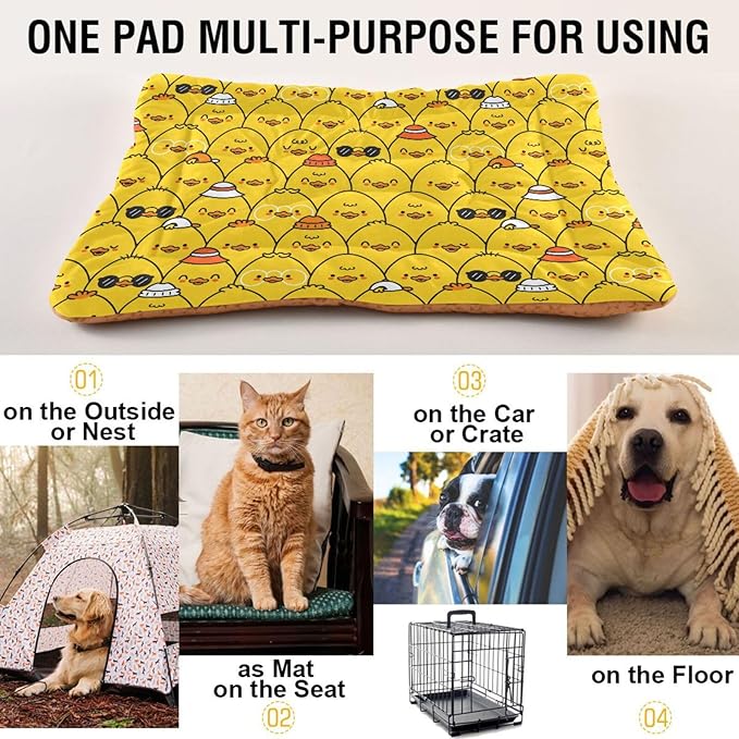 Pet Bed Cute Funny Ducks Dog Bed Mat Absorbing Non Slip Pad Pet Sleeping Mat for Small, Medium, and Large Dogs Puppy Cat 36 in x 24 in