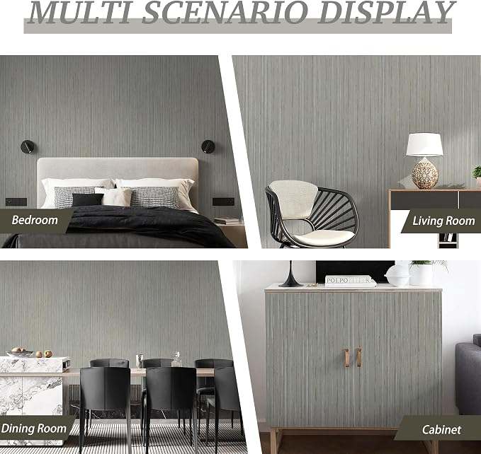 Grey Grasscloth Wallpaper Peel and Stick Textured Wallpaper