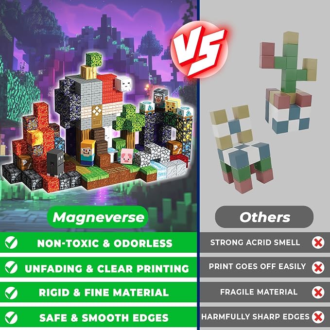 Magneverse 200 PCS 0.8in Magnetic Blocks - Magnet Toys for Kids, Magnetic Building Blocks Cubes, Stacking Magnets, School STEM Toys Birthday Gifts for Boys and Girls Age 3+ Years Old (Theme: Portal)