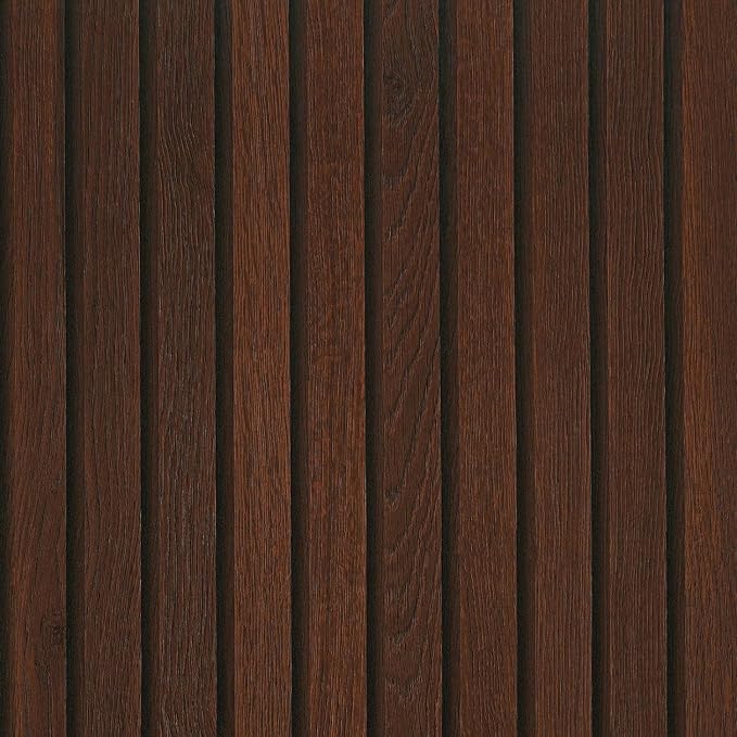 FunStick 36"x200" Dark Brown Slats Wood Peel and Stick Wallpaper Faux 3D Walnut
