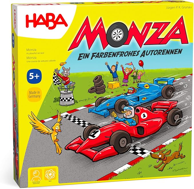 HABA Monza - Car Racing Games & Beginner's Board Game, Engaging Family Games for Kids and Adults Ages 5+ (Made in Germany)