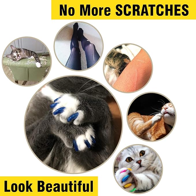 zetpo Cat Nail Caps | Cat Claw Covers | with Adhesives and Applicators (XS, 12x Colors/Luna | 120 pcs)