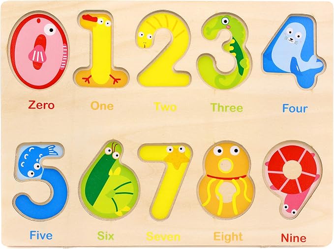 Aile Wooden Preschool Learning Number Puzzles Toys for Kids， Educational Toys.
