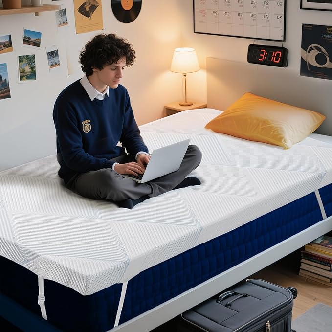 3 Inch Twin Size Gel Memory Foam Mattress Topper for College Dorm Bed High Density Cooling Pad Pressure Relief Bed Topper with Removable & Washable Cover