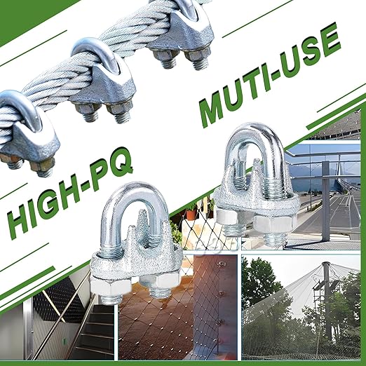 200 PCS 1/8 Inch Wire Rope Clamps, M3 Heavy Duty Galvanized Wire Cable Clamps for Tent Ropes, Boat, Clotheslines, U-Bolt Saddle Fasteners for Secure Connections