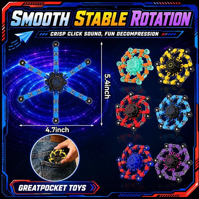 18PCS Transformable Fidget Spinners, Bulk Sensory Fidget Stress Relief Toys for Kids Boys, Age 8-13 Fingertip Gyros Party Favors Birthday Gifts