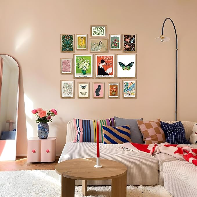 LANCHI95 Eclectic Framed Wall Art Set of 15 – Colorful Gallery Wall Decor