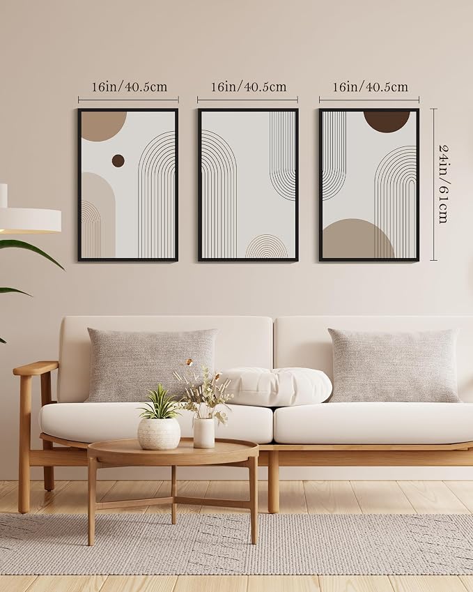 PHOPAGO Boho Wall Art Minimalist Bohemain Framed Wall Printing 16x24in Abstract