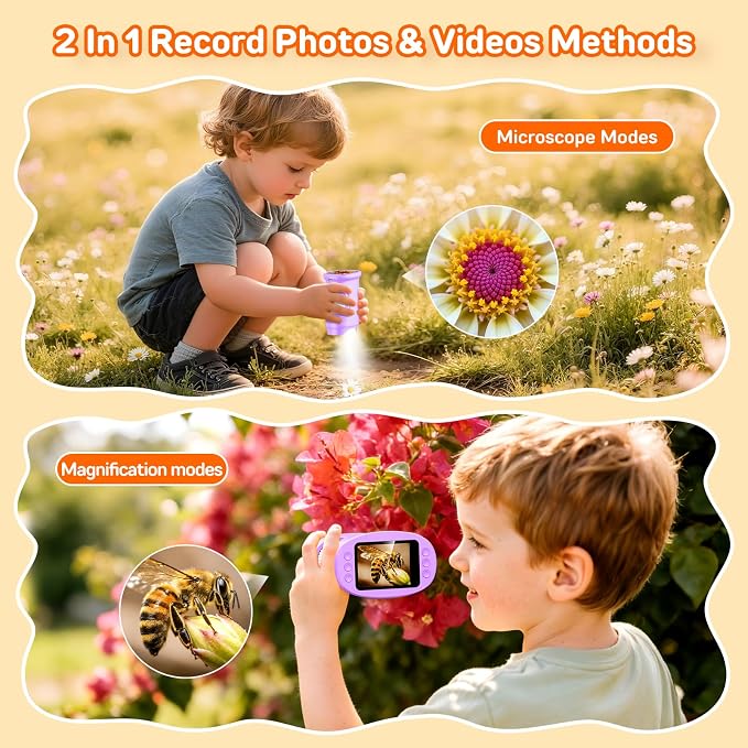 1000X Digital Handheld Microscope for Kids Portable Outdoor Toys & Gifts | 2.0" IPS Screen Magnifier, STEM Science Lab Magnifying Glass, Photo&Video Pocket Edu Toy for Boys & Girls Age 4-12, Purple