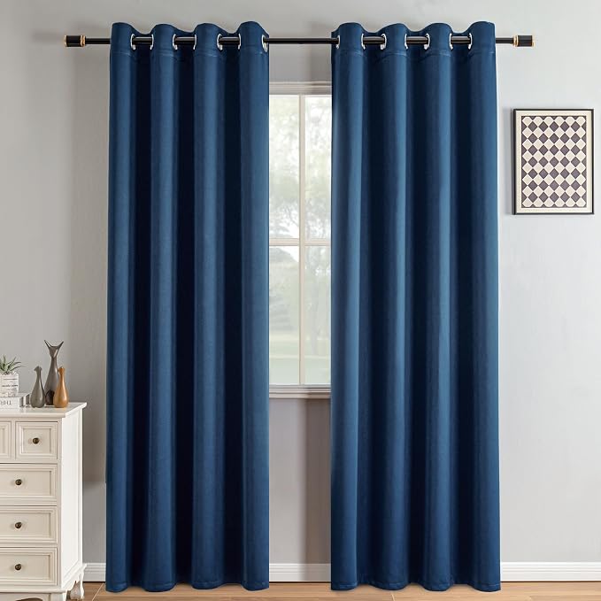 IGEMAEVE Blackout Curtains 84 Inch Length 2 Panels Set, Grommet Energy Saving