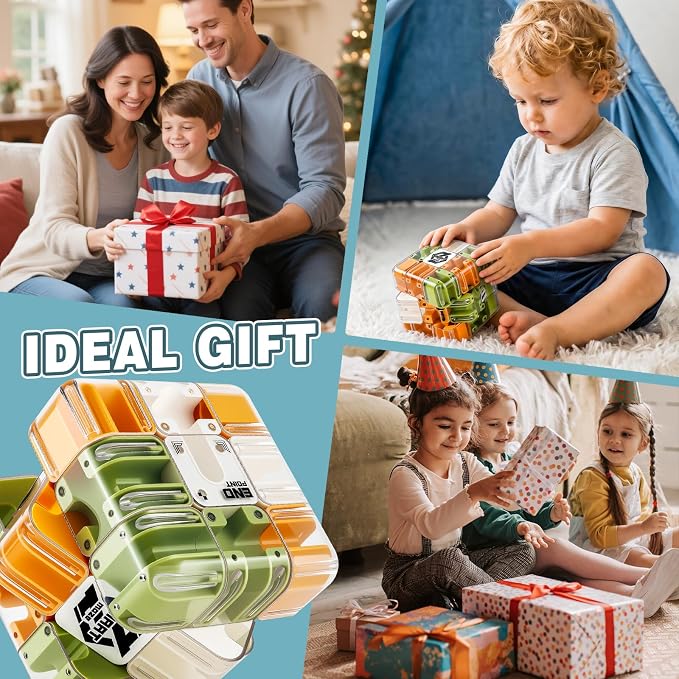 3D Maze Cube Ball Puzzle Brain Teaser for Adults & Kids, Educational Learning Toys Logical Thinking, Family Board Games Tabletop, Durable Puzzle Cube (Green&Brown&White, 2.7x2.7x2.7)