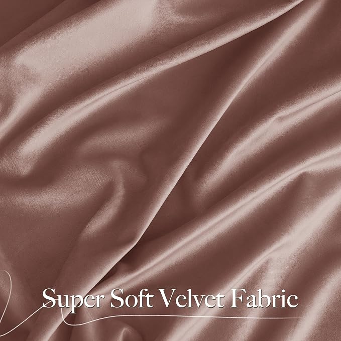 NICETOWN Room Darkening Dusty Pink Velvet Curtains 96 inch Length
