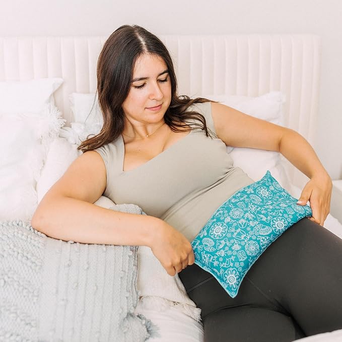 Microwave Heating Pad Filled with Flax Seed and Choice of Dried Herbs, Herbal Cold Pack, Good Size for Back Pain and Cramps, Hot and Cold Therapy, 6" x 12" (Yellow Hedgehog, Peppermint & Chamomile)