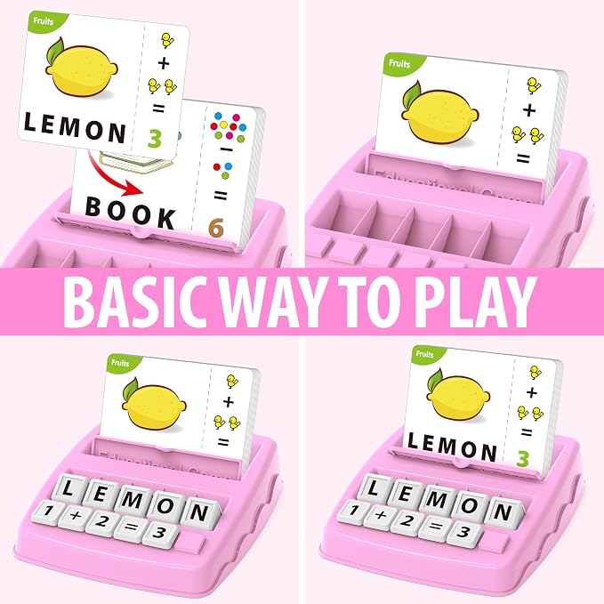 Yolscue Montessori Matching Letter Games,Educational Toys for 3-8 Year Olds Boys Girls,Alphabet Learning Toys for Kids Ages 3-8 Years,Birthday Party Gifts for 3-8 Year Olds Boys Girls(Pink)