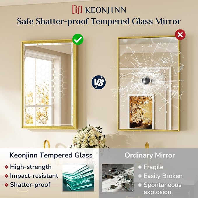 Keonjinn 42" x 36" Gold Mirrors
