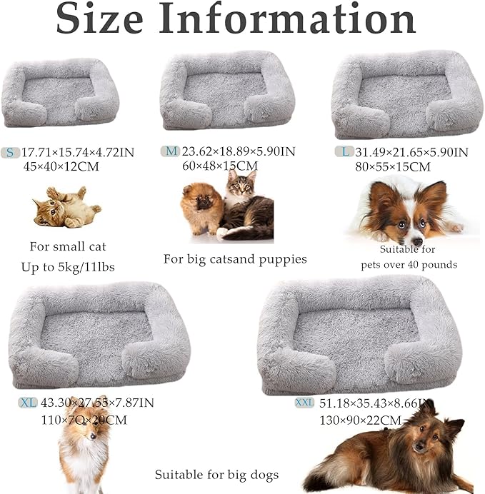 Dog Beds Medium Large Size Dog, Calming Dog Bed with Removable Washable Cover, Waterproof Lining and Nonskid Bottom(Light Brown,XXL)