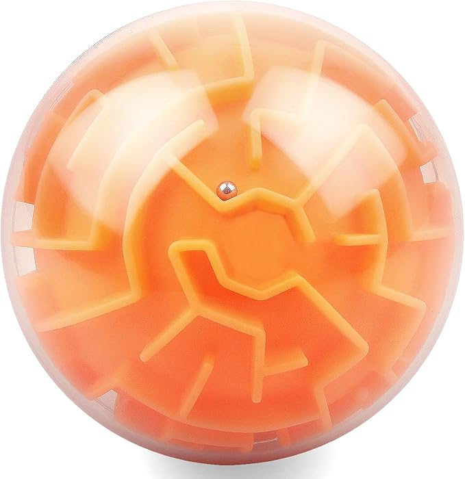 3D Memory Sequential Maze Ball, Puzzle Ball Toy, Brain Teasers for Kids 8-12 - Challenges Game Lover Balls Brain Teasers Game, Christmas Stocking Stuffers(Orange)