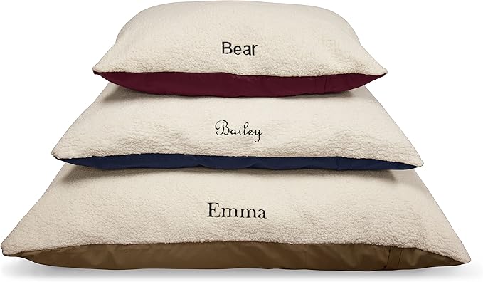 Personalized Pet Pillow Dog Bed Custom Embroidered - Removable Pet Bed Cover - Small to Medium Red