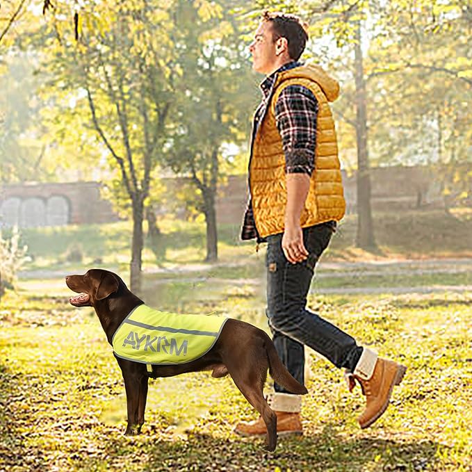 Personalized Yellow Reflective Dog Vest for Small,High Visibility Dog Safety Vest Harness with Removable Bell Keep Safe from Hunting, Training & Cars Accidents