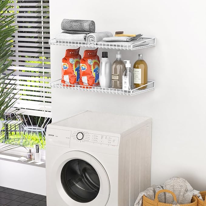 WALMANN 2 Pack Garage Wall Shelf, 23.5" x 12" Wall-Mounted Storage Shelves