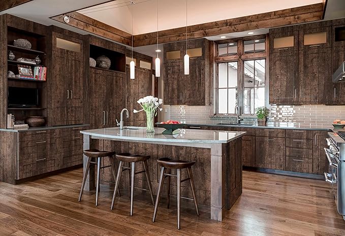 Dimoon 17.7"x118''Wood Peel and Stick Wallpaper Brown Dark Wood Wallpaper Wood