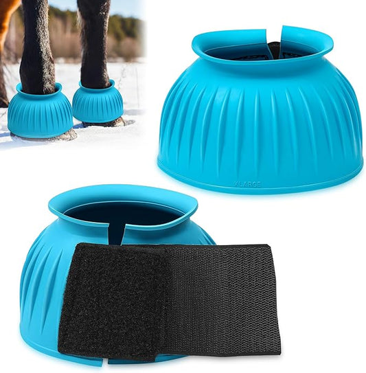 Abbylike Bell Boots for Horses 1 Pair/2 Pair Available, Protect Against Hoof Impact Trauma, Rubber Bell Boots Horse Care for Turnout, No Rub Design Wrap Hook and Loop
