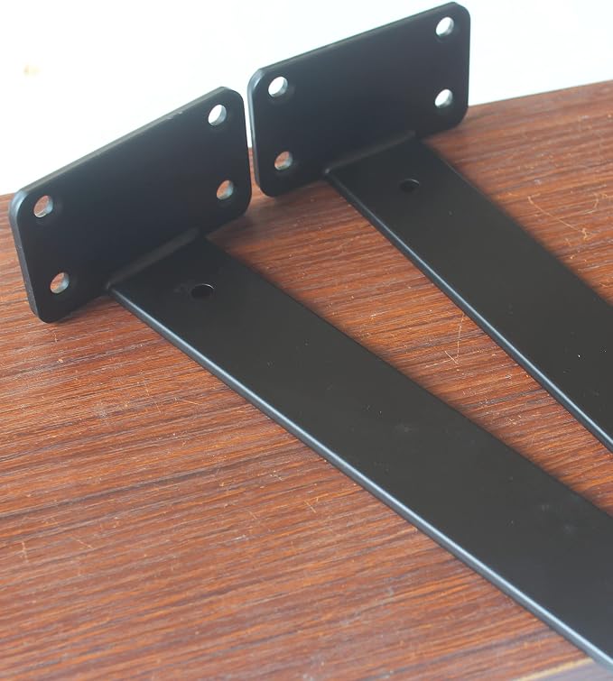 6 Pack - 8 inch Black Hidden L Shelf Bracket Iron Floating Shelf Brackets