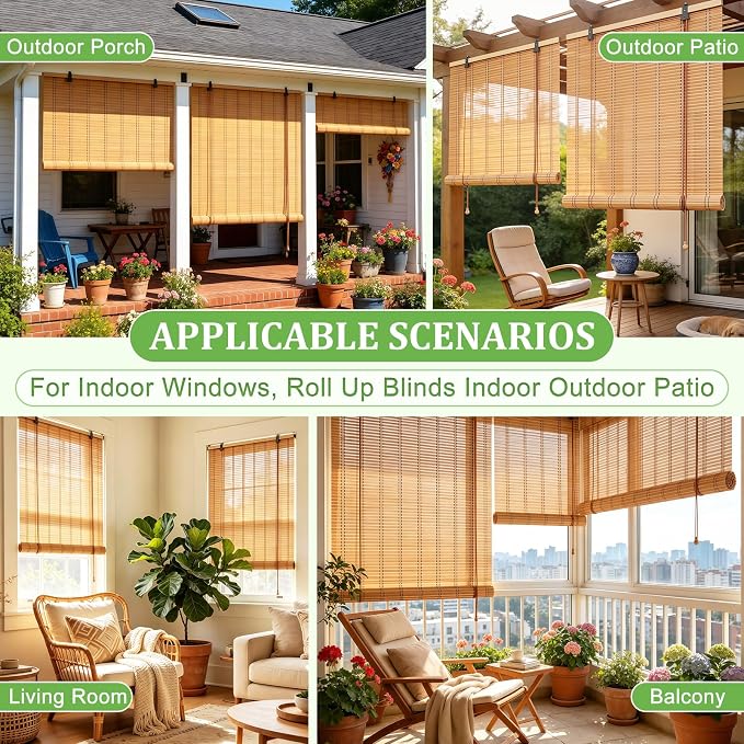 Bamboo Blinds 23x48 inch Bamboo Roman Shades