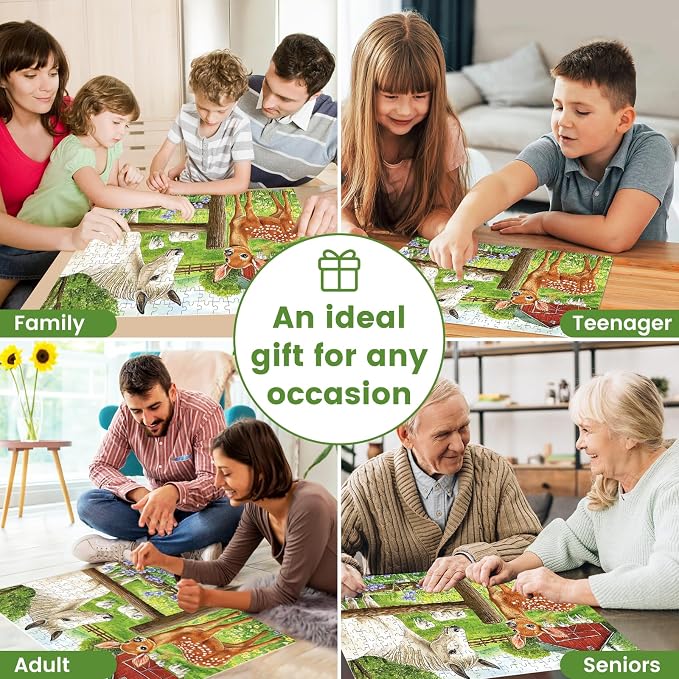 300 Pieces Puzzle for Adults Deer Jigsaw Puzzle Farm Horse Puzzles for Kids | Animal Pet Lover Challenging Puzzles for Kids Ages 8-10 Friends Family Activity Game Nights Gifts 20.5x15IN