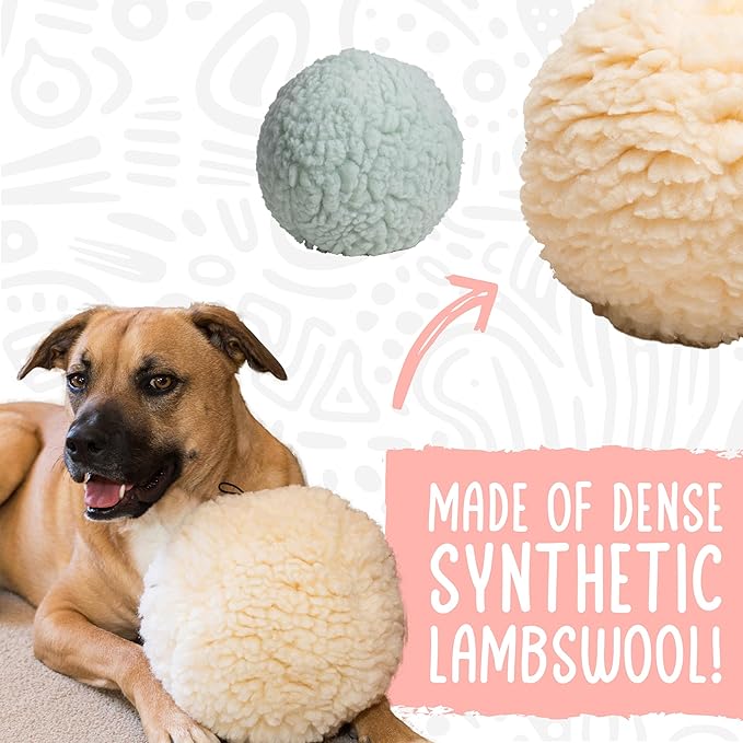 HuggleHounds Plush Ball Dog Toy - Dog Fuzzy Toy, Plush with Soft Fleece, Durable for Small and Large Breeds - 8" Seafoam HuggleFleece Ball, Large