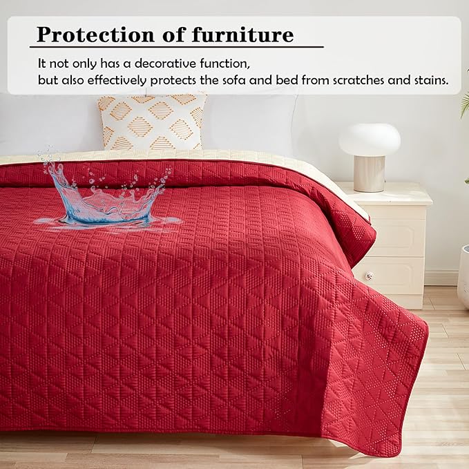 Waterproof Dog Bed Cover Pet Blanket, Soft Pet Couch Covers for Sofa Washable, Bed Couch Sofa Furniture Protector for Puppy Cat Kids (Red,210 * 210 CM)