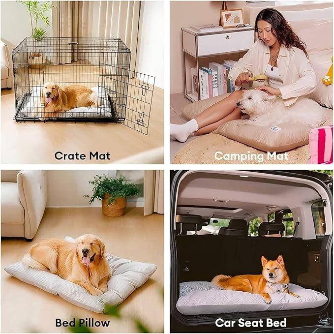 FUNNY FUZZY 2 in 1 Dog Bed Crate Pad Mat, Washable Reversible Pet Floor Mats,Fluffy Kennel Pad for Small Large Sized Dog,Indoor Cats,Sleeping Mattress, 29.9" × 18.9", Midnight Blue