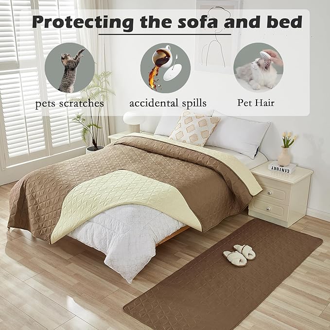 Waterproof Dog Bed Cover Pet Blanket, Soft Pet Couch Covers for Sofa Washable, Bed Couch Sofa Furniture Protector for Puppy Cat Kids (Khaki,210 * 210 CM)