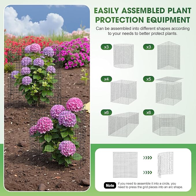30Pcs Plant Protector from Animals,10 Pack 12'' x 12'' Wire Plant Protectors for Garden, Heavy Duty Plant Cages to Keep Animals Out, Wire Mesh for Plant Protection with Zip Ties & Stakes