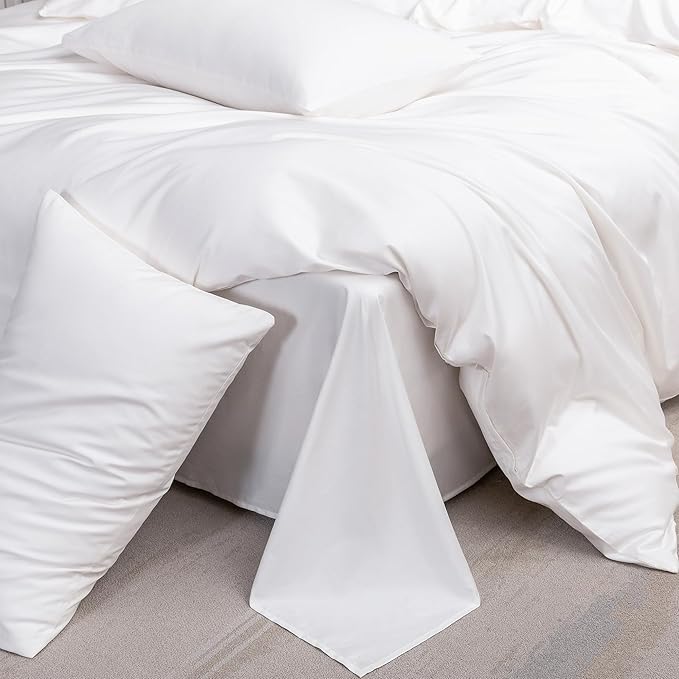 MooMee Duvet Cover Set 100% Extra Long Staple Cotton 600 Thread Count Silky Sateen Smooth Luxury Soft Breathable Durable Hotel Quality Bedding, 3 Pieces (Butter Yellow, King 104"x90")