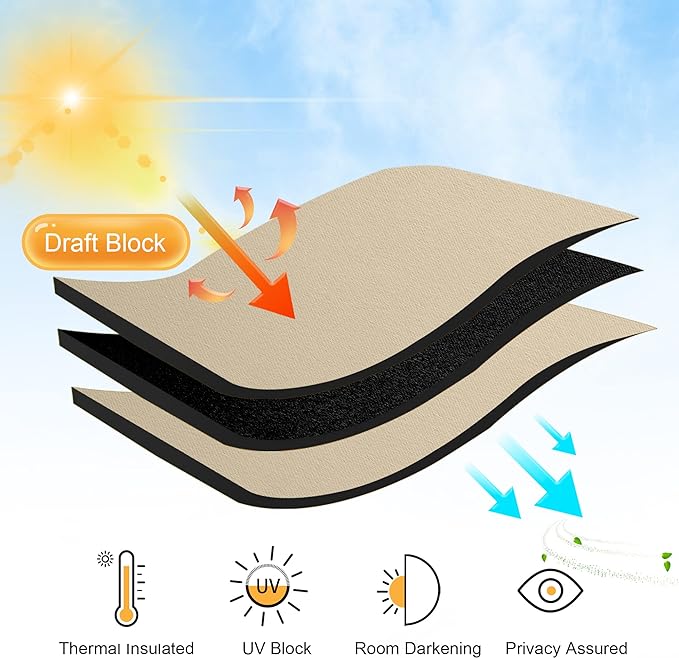 RYB HOME Room Darkening Thermal Blackout Curtains, Window Curtains Draperies
