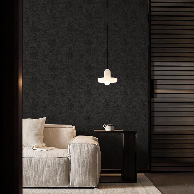 Fititem Black Peel and Stick Wallpaper 118inL 17.3inW Modern Black Crocodile