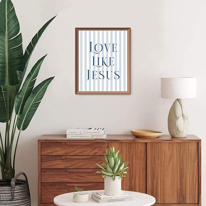 LARTSFRO Coquette Navy Blue Bow Jesus Wall Art Decor Posters, Inspirational