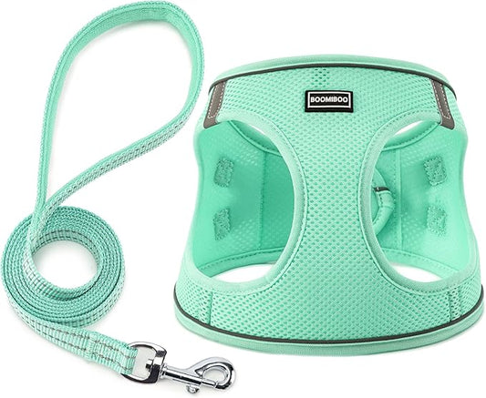 Dog Harness with Leash Set, No Pull Adjustable Reflective Step-in Puppy Pet Vest Harnesses for Small Medium Large Dogs and Cats,Green S