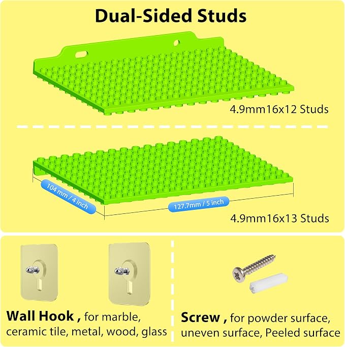 12 Wall Display Shelf for Lego Bricks, 4x5 inch Dual-Sided Floating Shelves